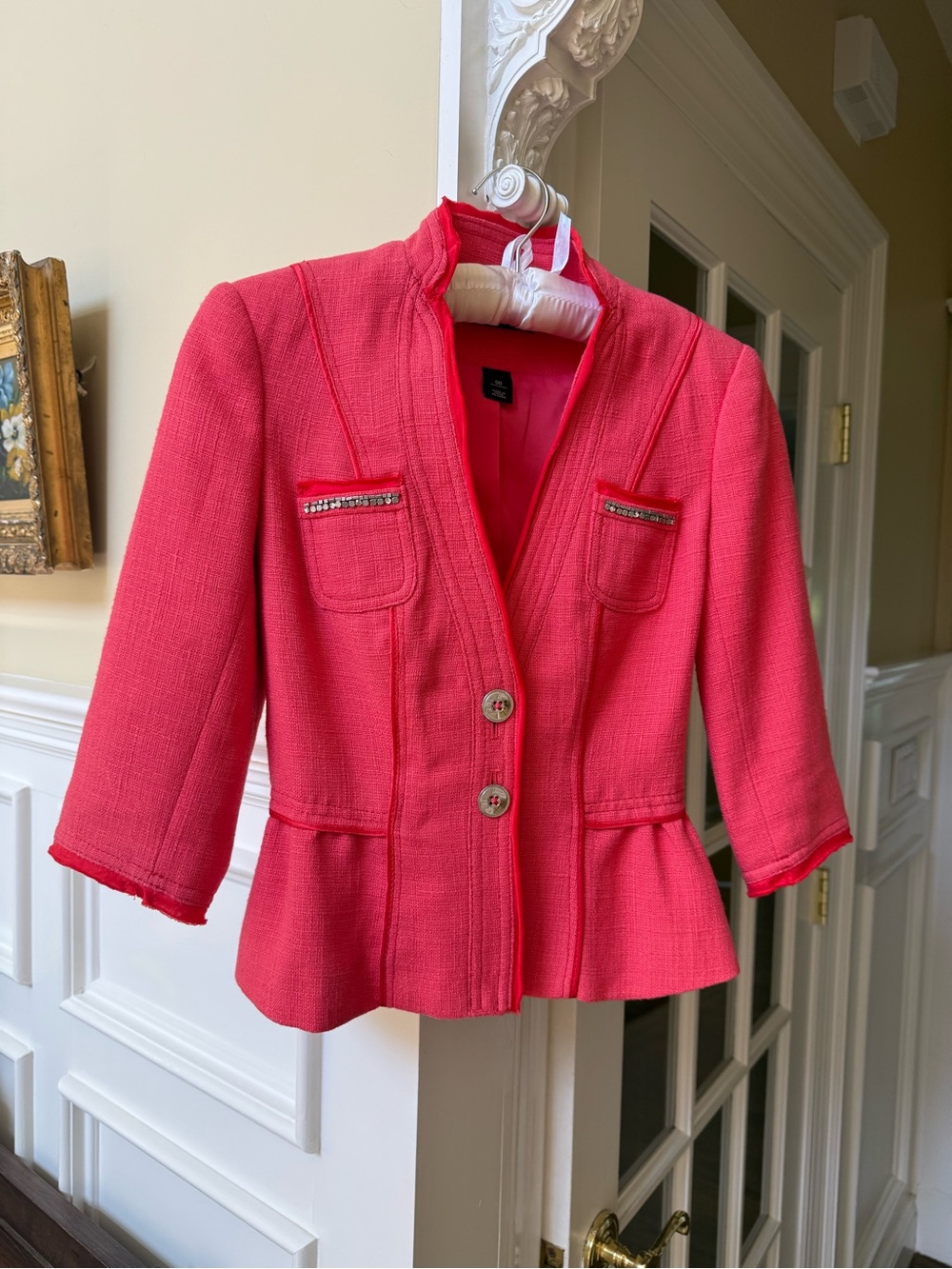 White House Black Market Coral Pink Peplum Blazer